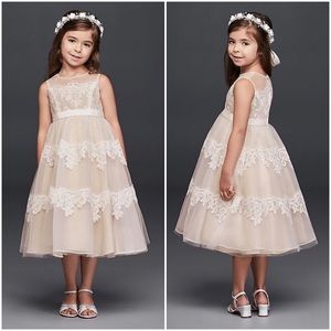 David’s Bridal Lace Illusion Flower Girl Dress